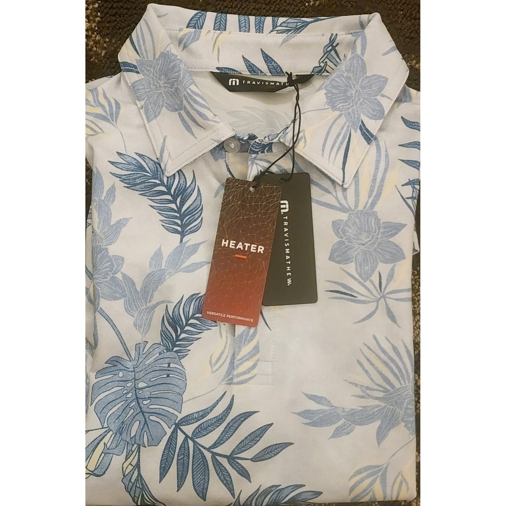 NWT Travis Mathew Men's Gray Heater Featherweight Island Polo Shirt Size Small